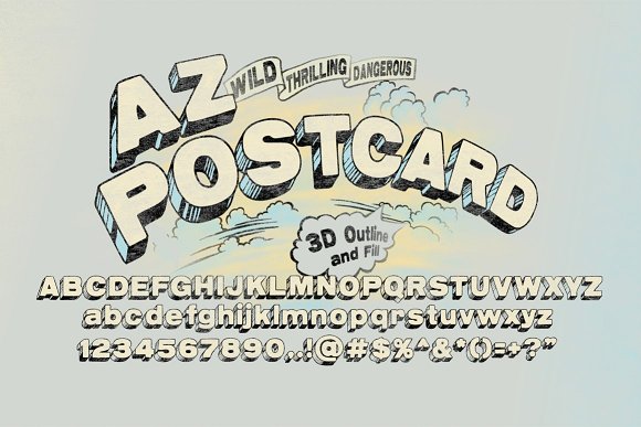 AZ Postcard 3D preview, cartoony superhero 3D sans