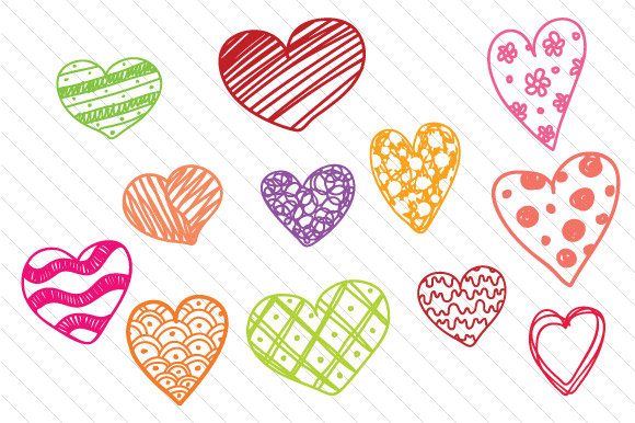 Set Of Hand Drawn Hearts
