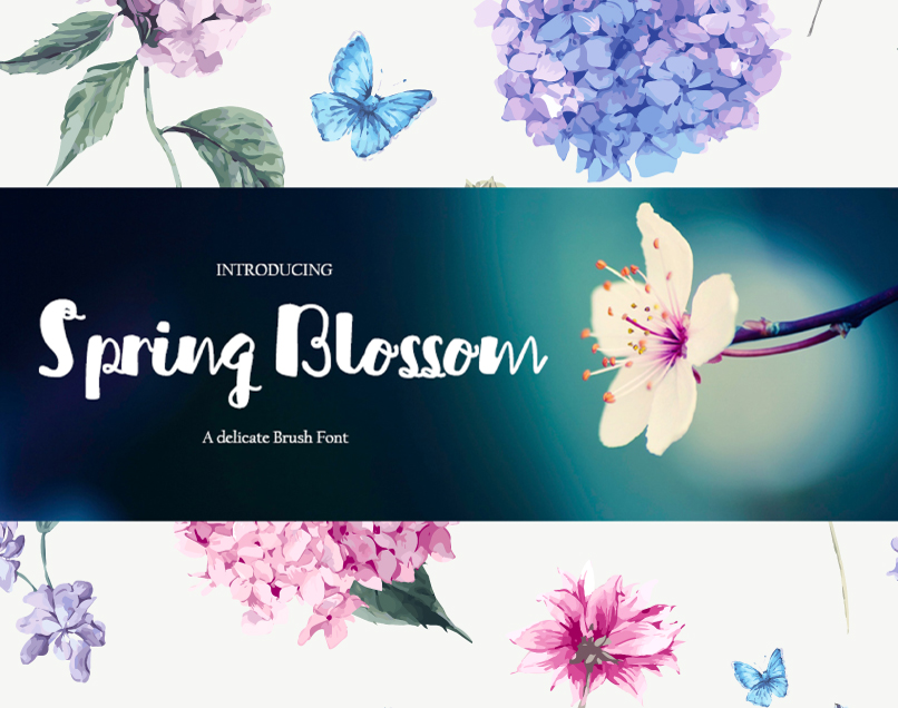 Spring Blossom preview, playful brush font