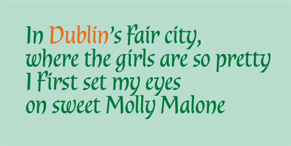 Dublin preview, classic celtic letterforms
