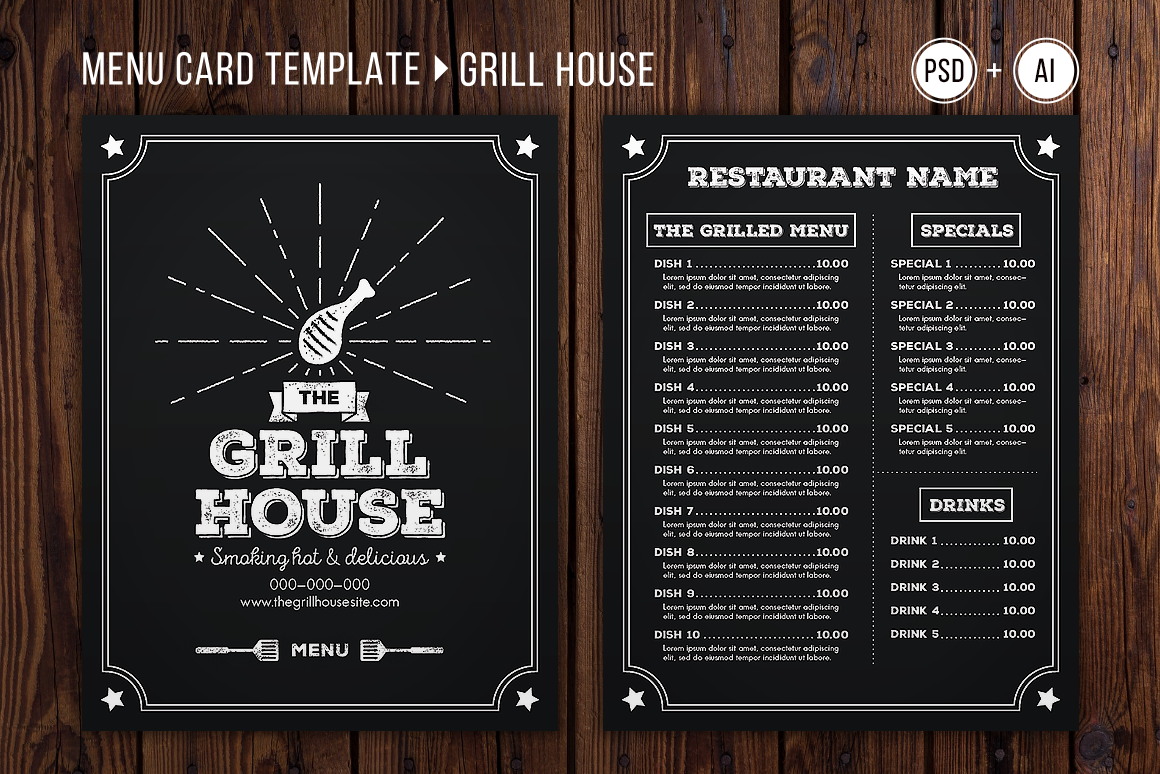 Grilled Menu.pdf Grill House Menu Template Graphic by The Stock Croc · Creative Fabrica