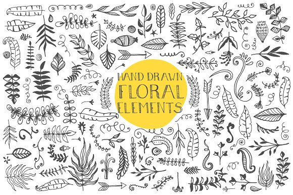 120+ Hand Drawn Floral Elements Graphic by Favete Art · Creative Fabrica