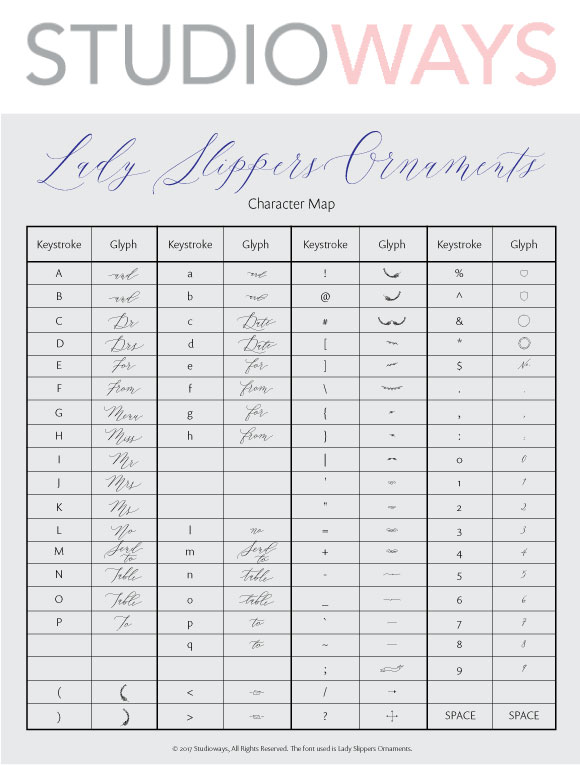 Lady Slippers Ornaments Font PNG with transparent background - Preview 2