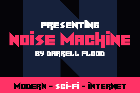 Noise Machine preview, angular sci-fi font with digital noise-inspired letterforms