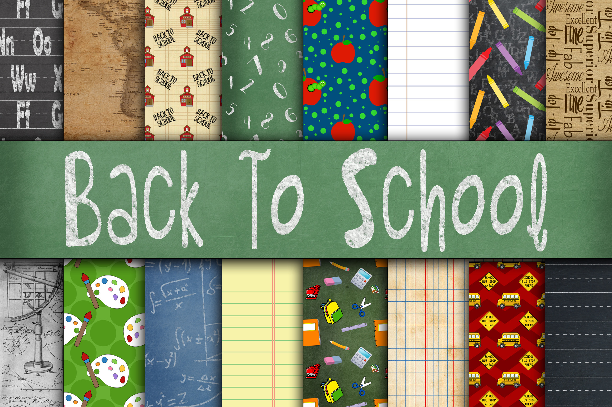Back to School Digital Paper Textures Graphic by oldmarketdesigns ...