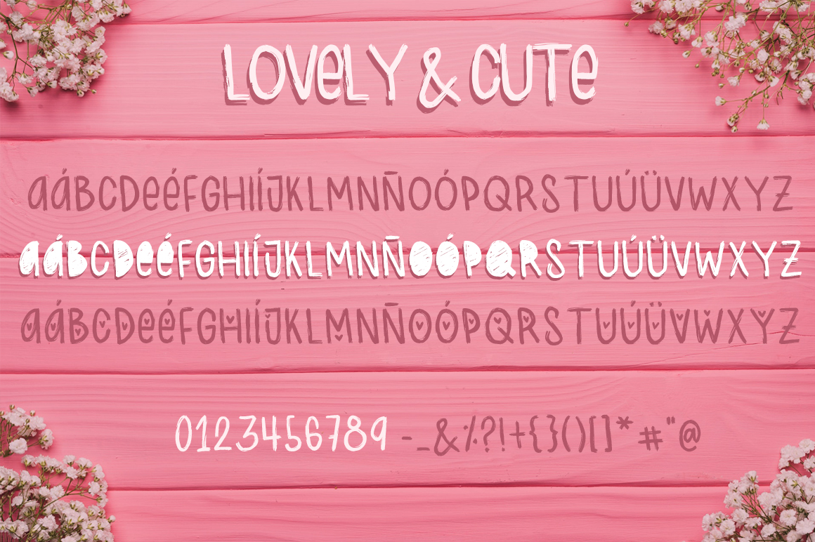 Lovely & Cute Font PNG with transparent background - Preview 3