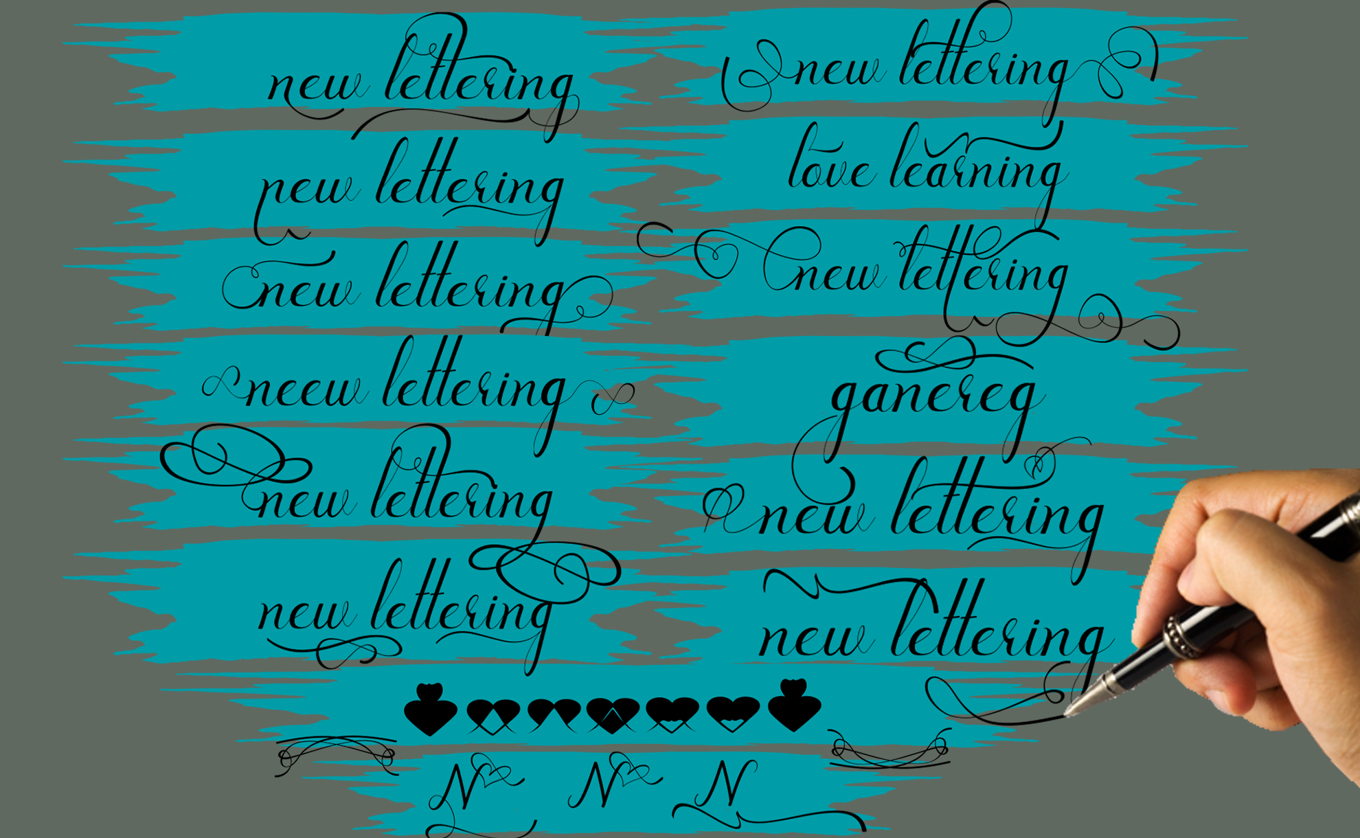 New Lettering Font PNG with transparent background - Preview 5