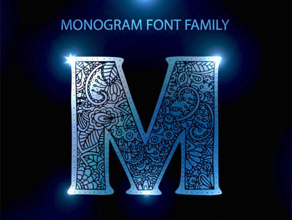 Monogram Font Family Fuentes Decorativas Fuente Por Red Ink