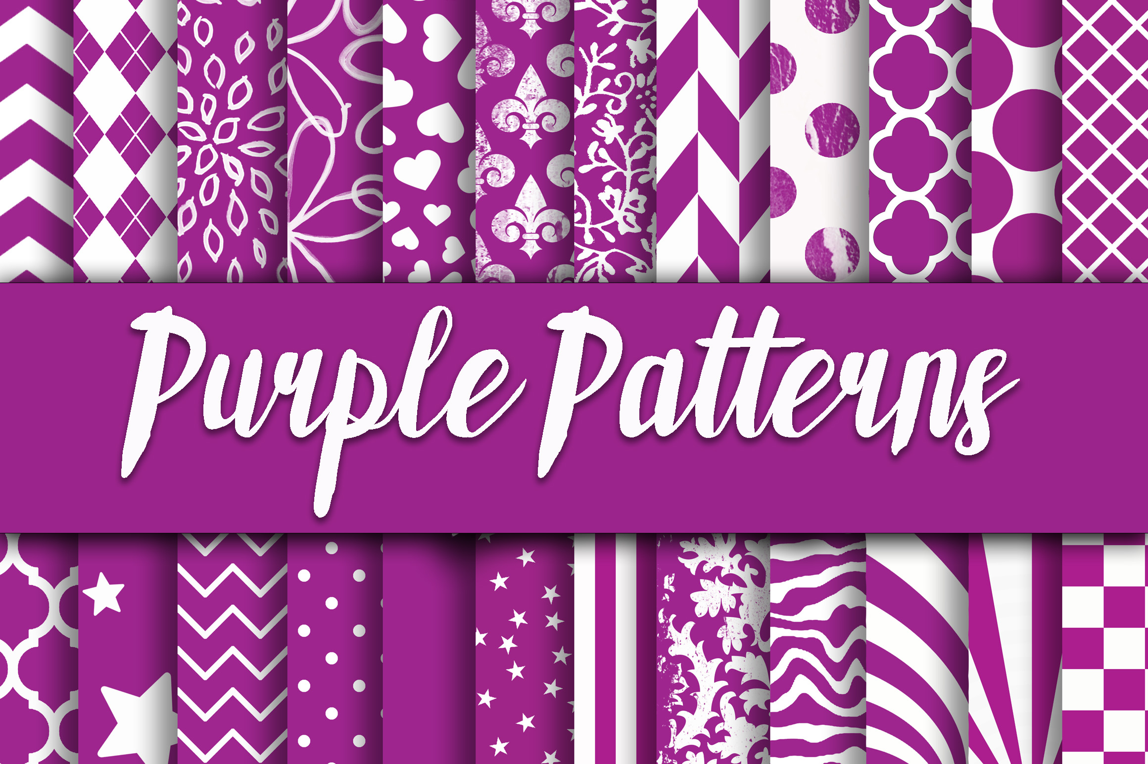 Purple Patterns Digital Paper Graphic by oldmarketdesigns · Creative ...