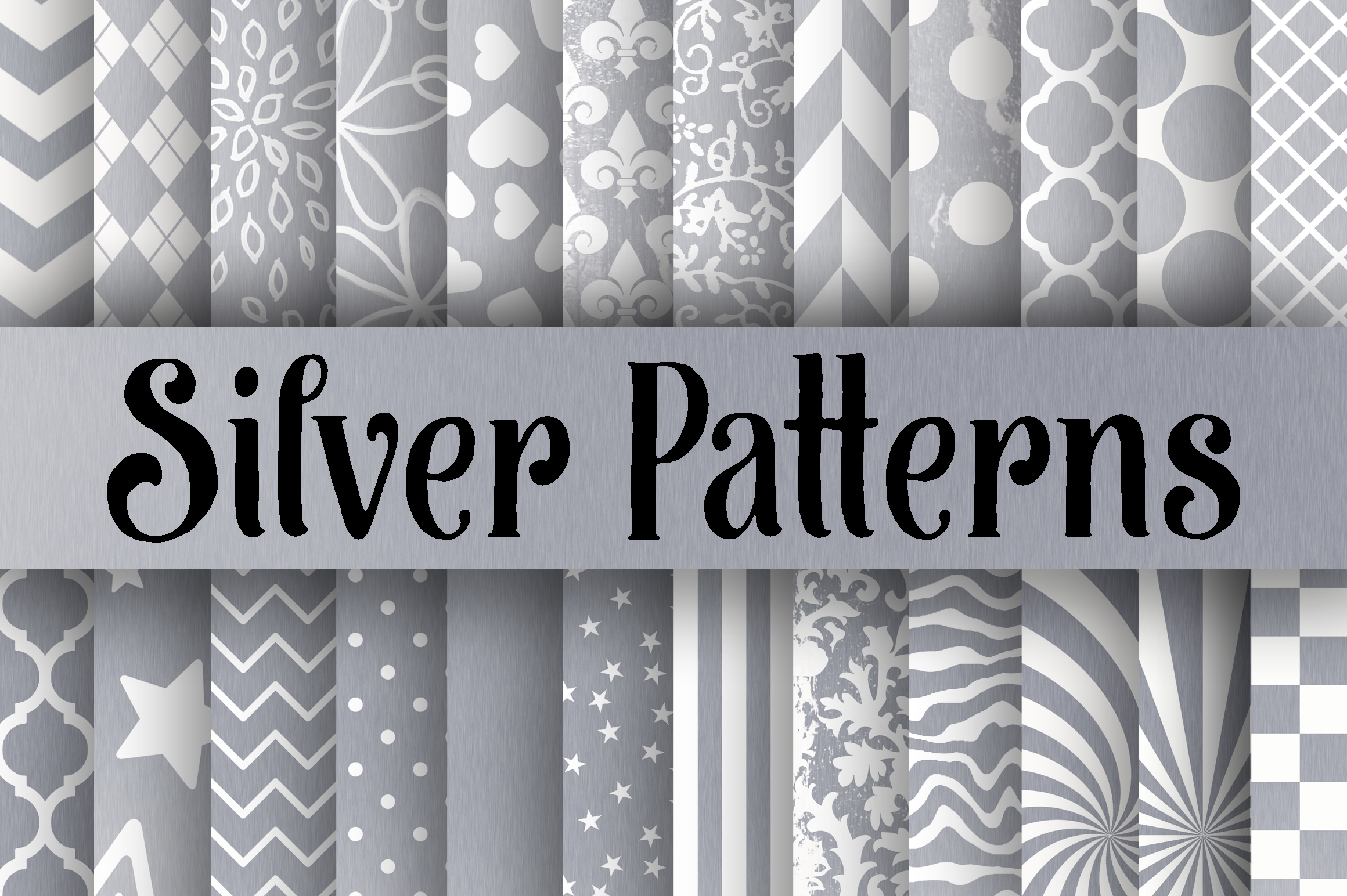 Silver Patterns Digital Paper Graphic by oldmarketdesigns · Creative ...