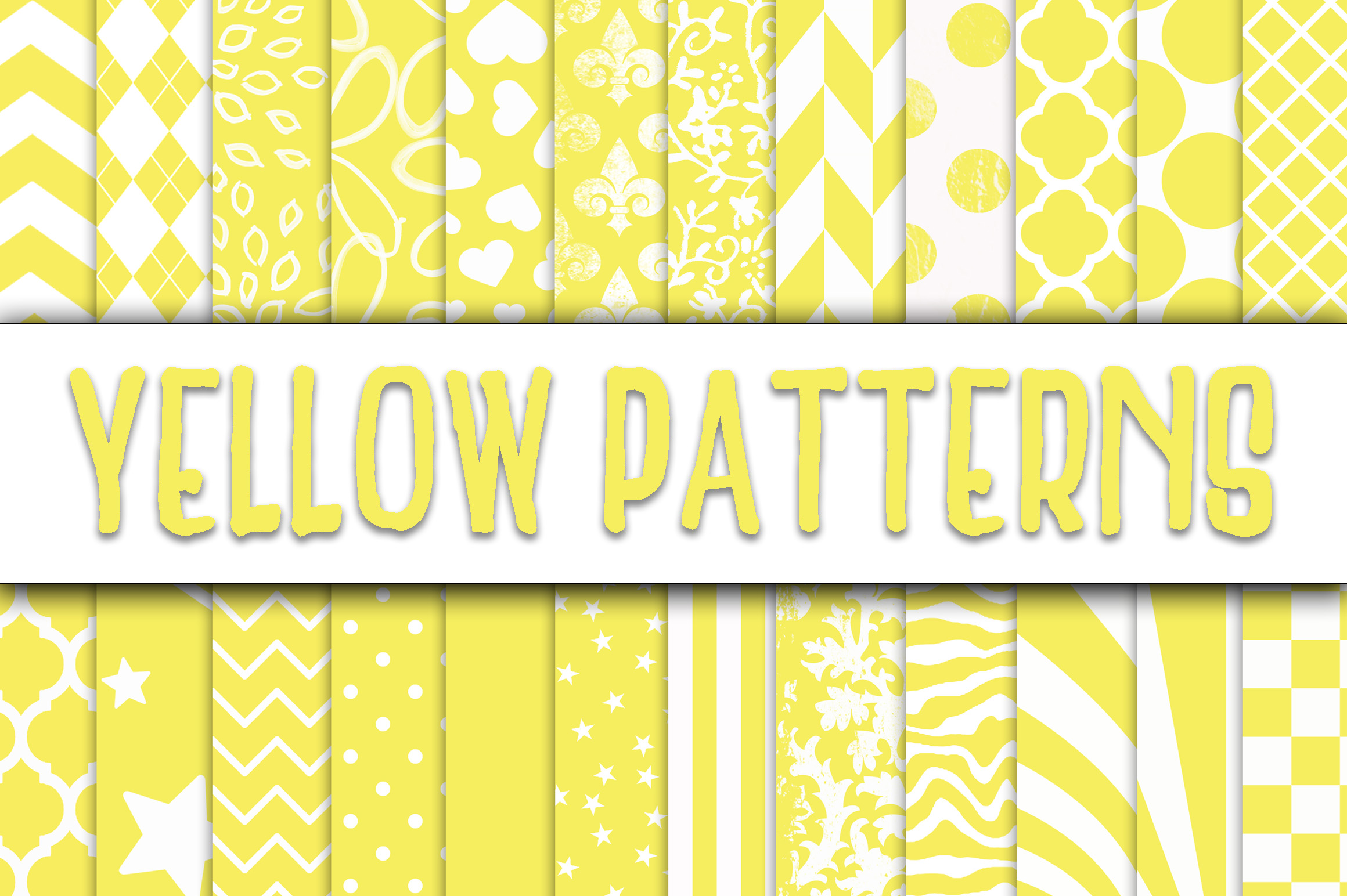 Yellow Patterns Digital Paper Graphic by oldmarketdesigns · Creative ...