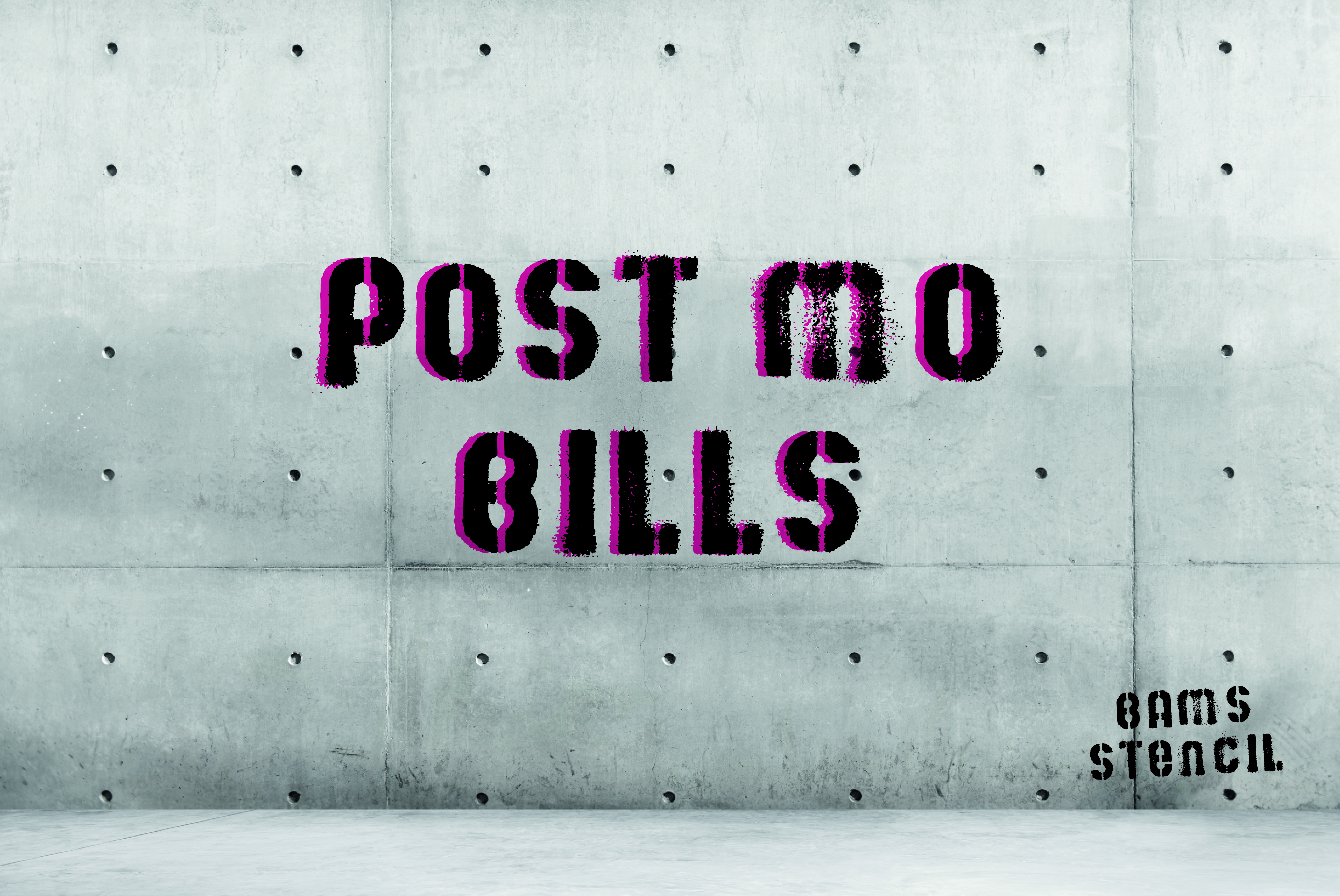Bams Stencil Font PNG with transparent background - Preview 6
