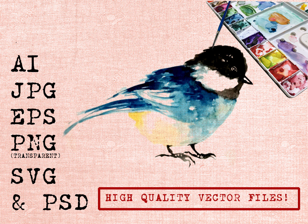 CUTE BLUE BIRD WATERCOLOR Graphic Illustrations By Ambar Art
