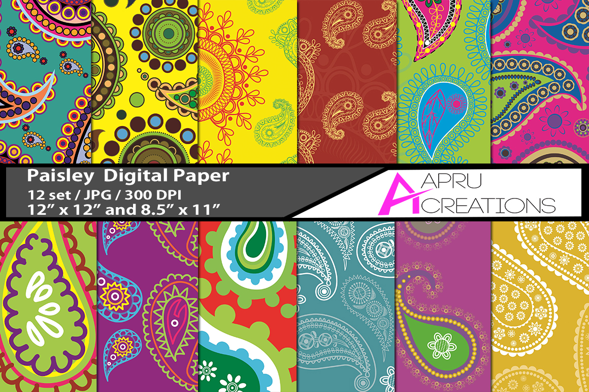 Coloured Paisley Digital Papers Graphic by aparnastjp · Creative Fabrica