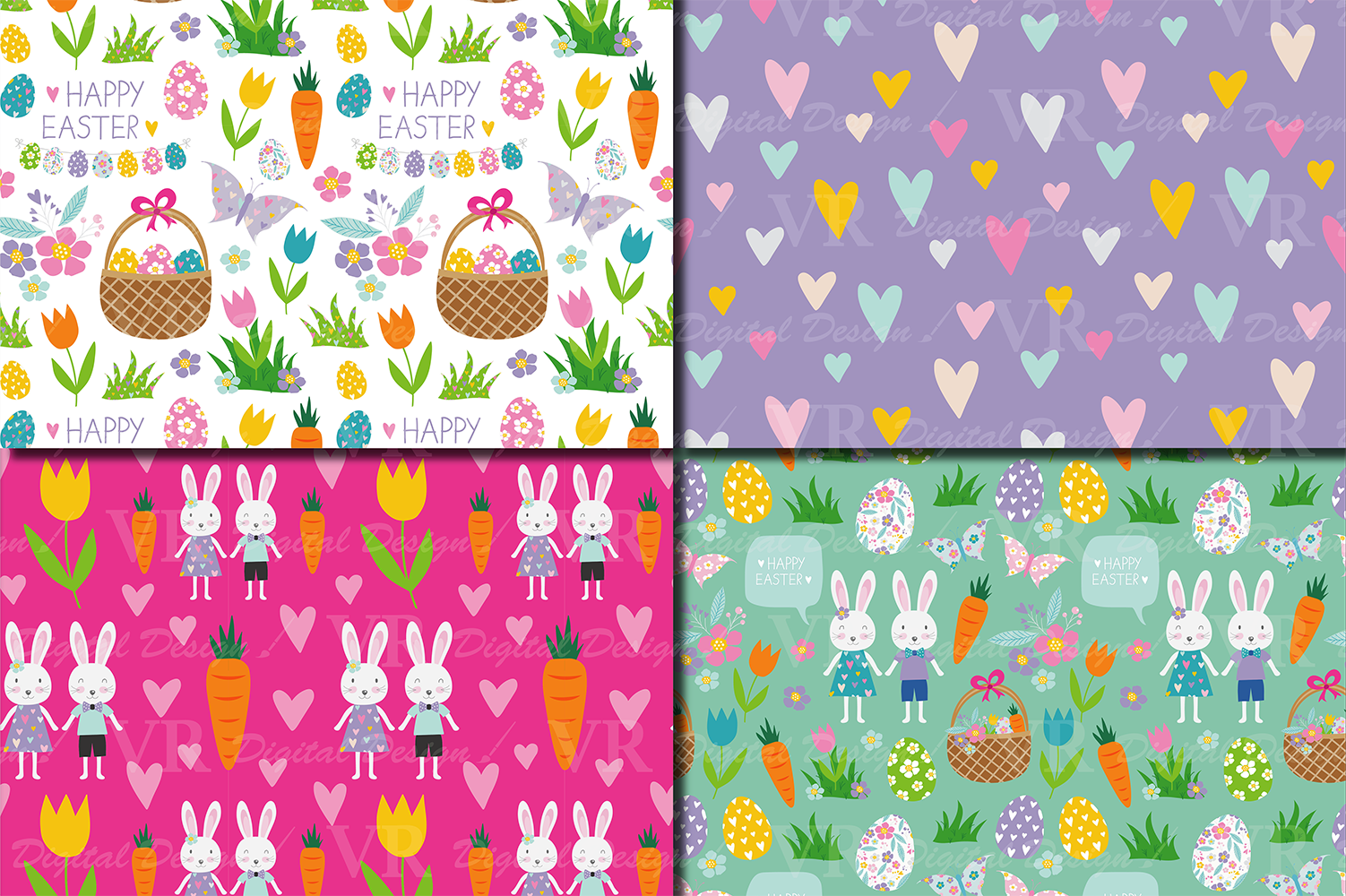 Easter Bunny Digital Paper Graphic by VR Digital Design · Creative Fabrica