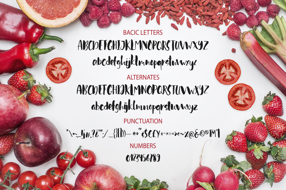 Red Tomato Font PNG with transparent background - Preview 5