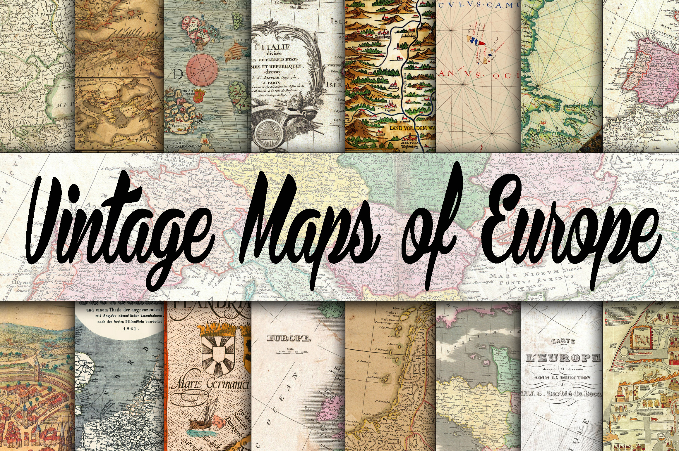 Antique Maps Pattern Graphics Vintage Maps of Europe Digital Paper Graphic by oldmarketdesigns ...