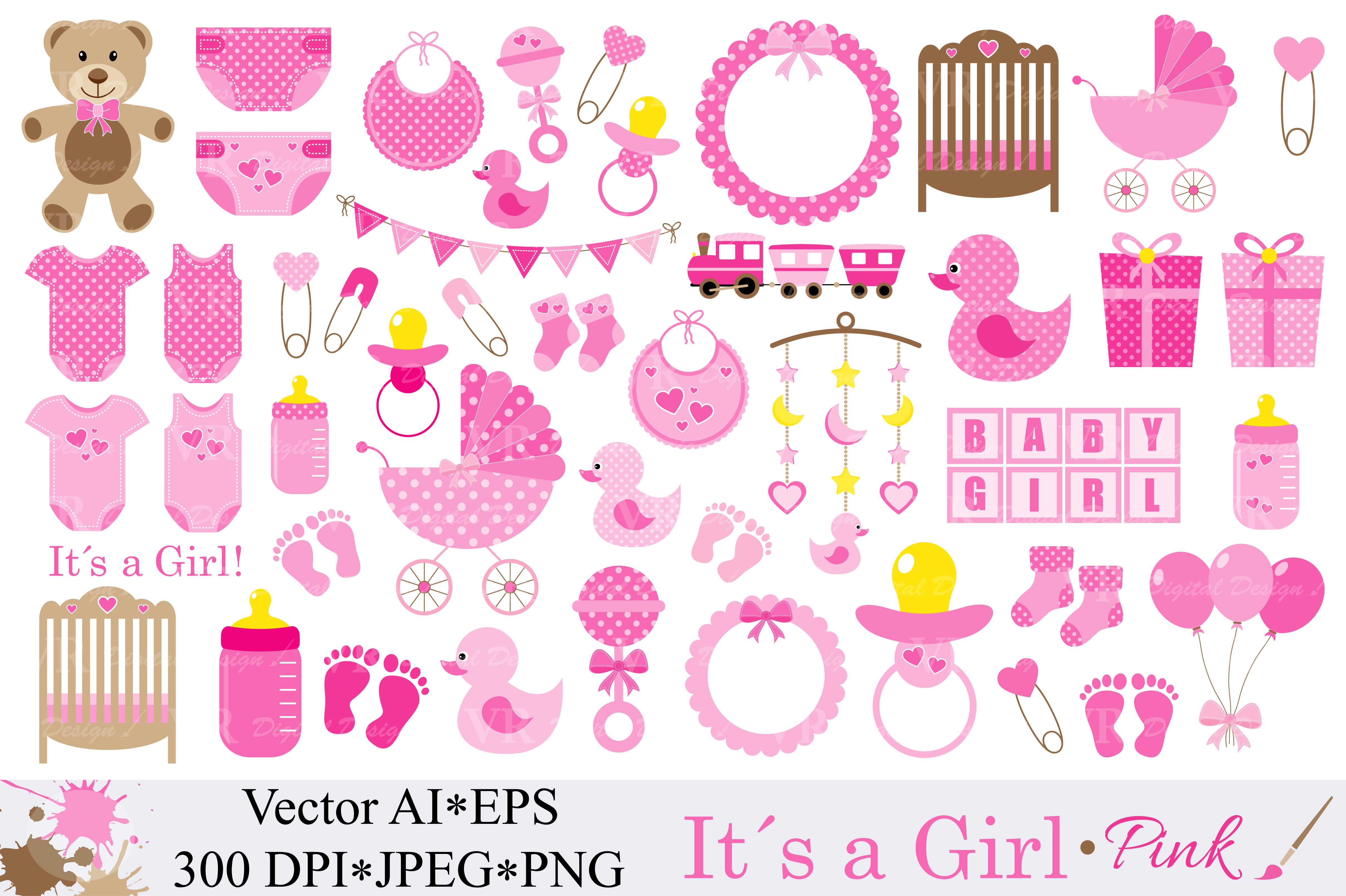 Baby Girl Clipart Graphic by VR Digital Design · Creative Fabrica