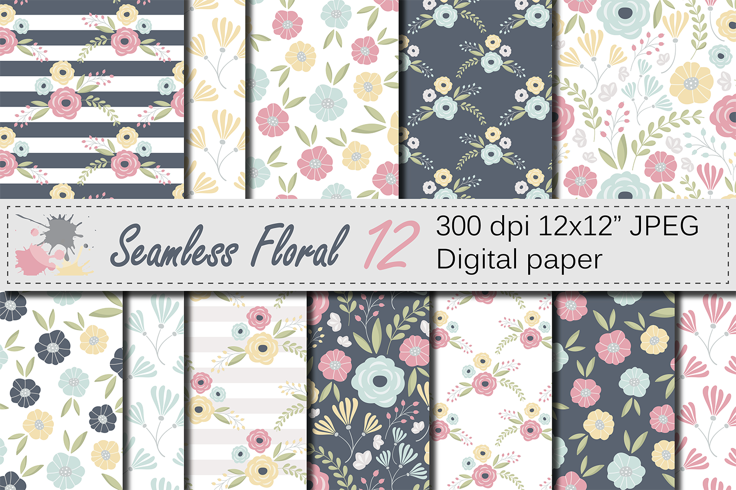Seamless Floral Pattern Graphic by VR Digital Design · Creative Fabrica