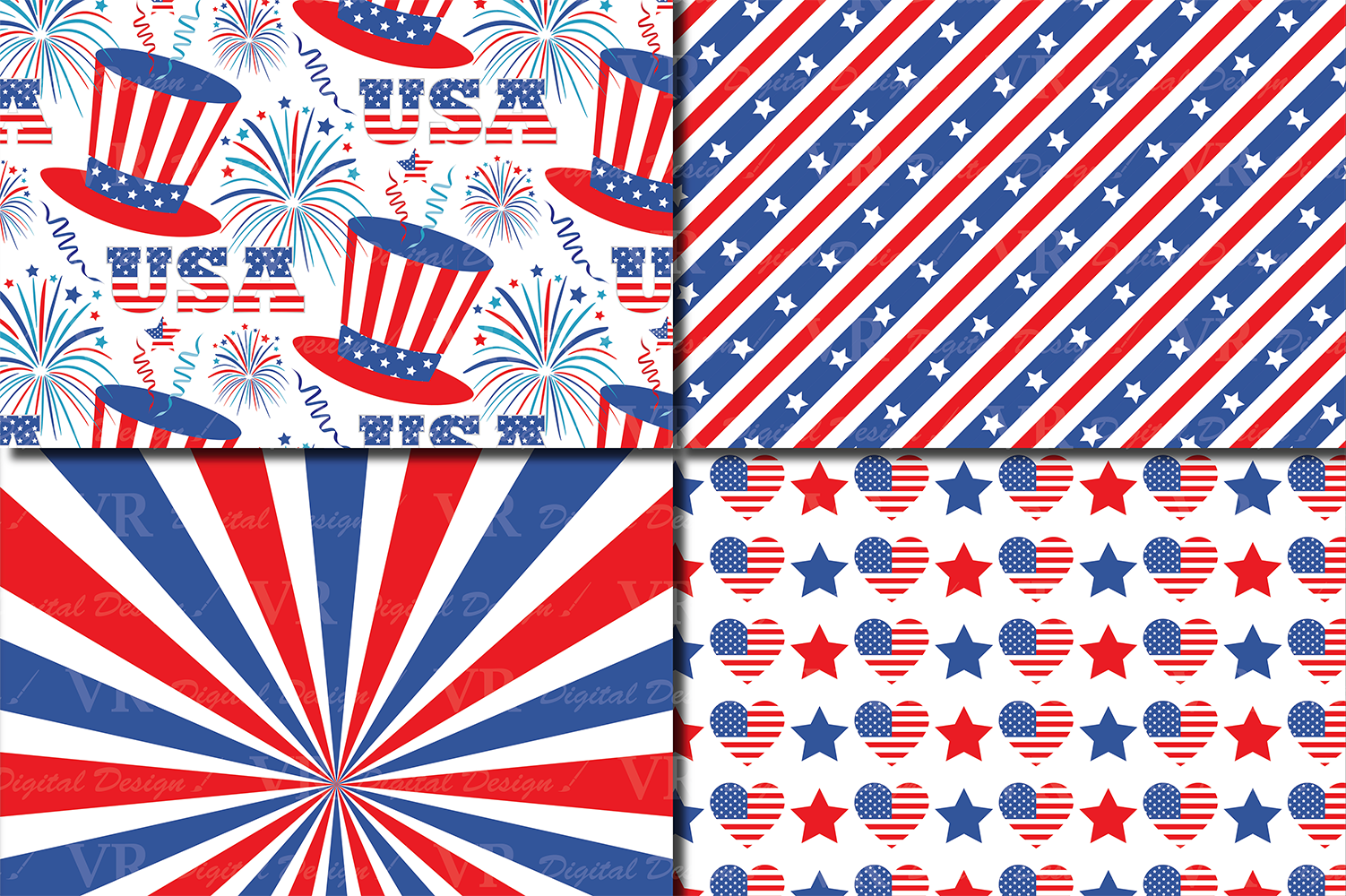 4th of July Digital Paper Graphic by VR Digital Design · Creative Fabrica