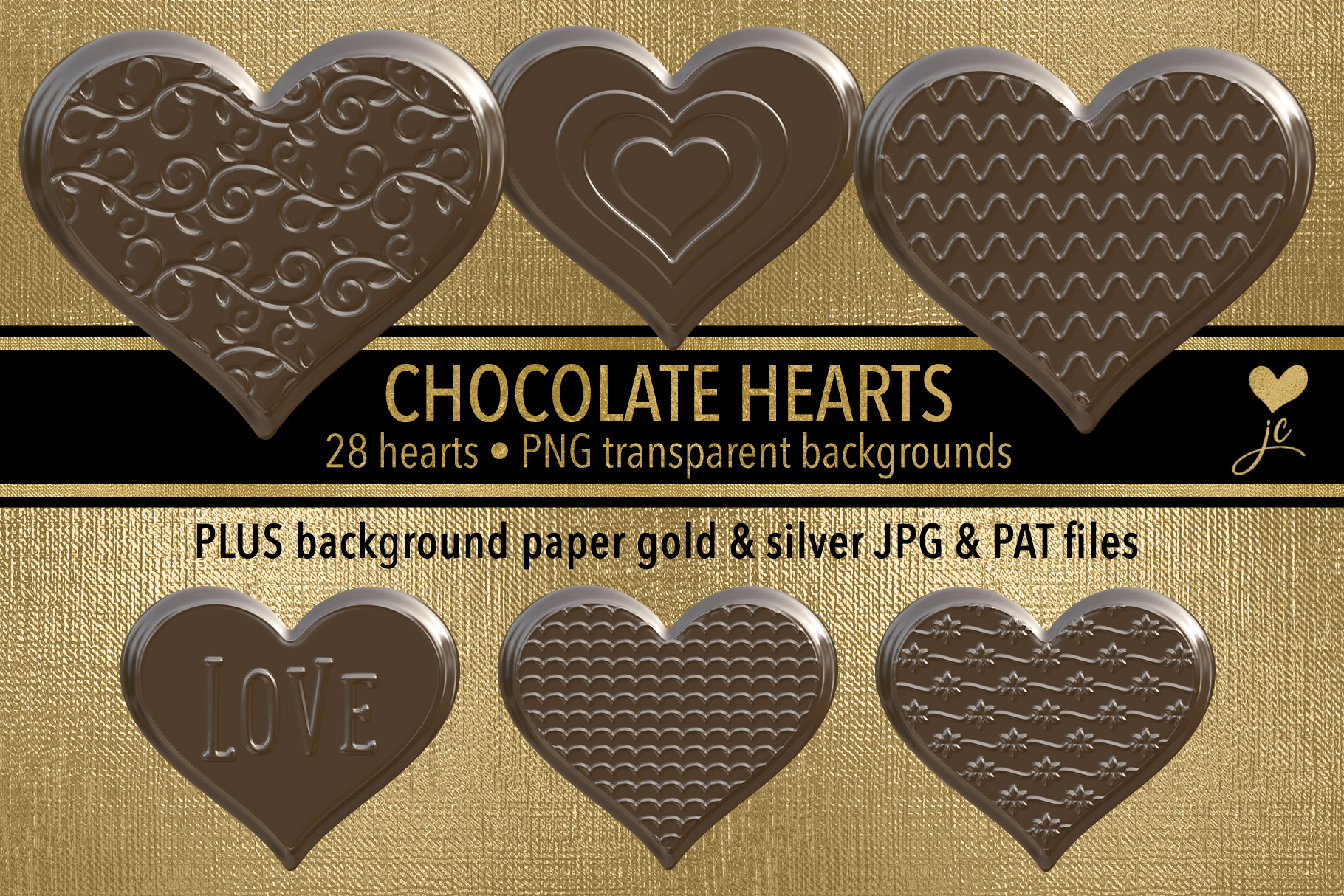 Chocolate Hearts Clipart Set Graphic Crafts By JulieCampbellDesigns