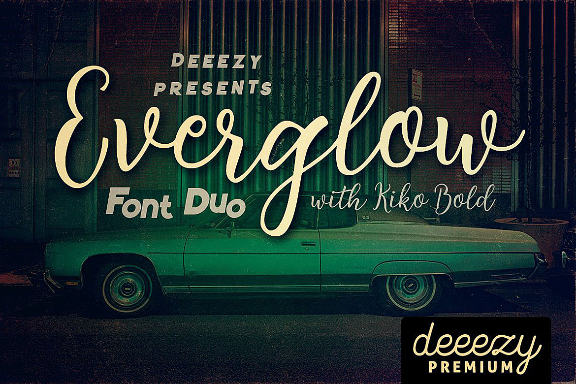 Everglow Script Font Duo preview: romantic script brush duo font