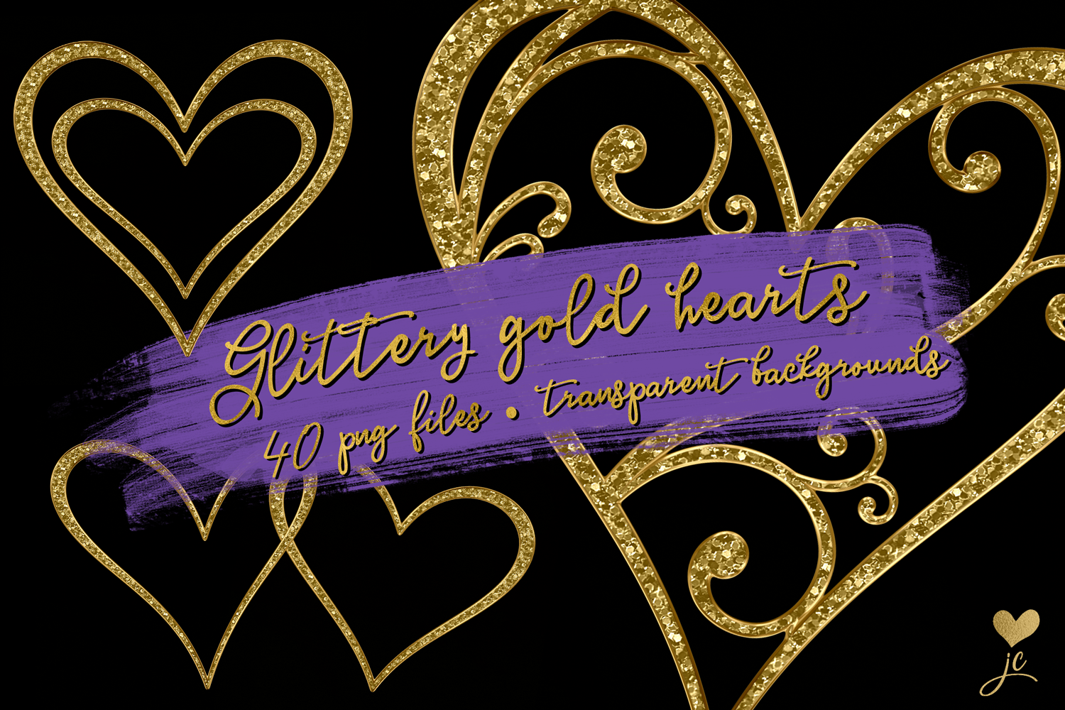 Glittery Gold Hearts