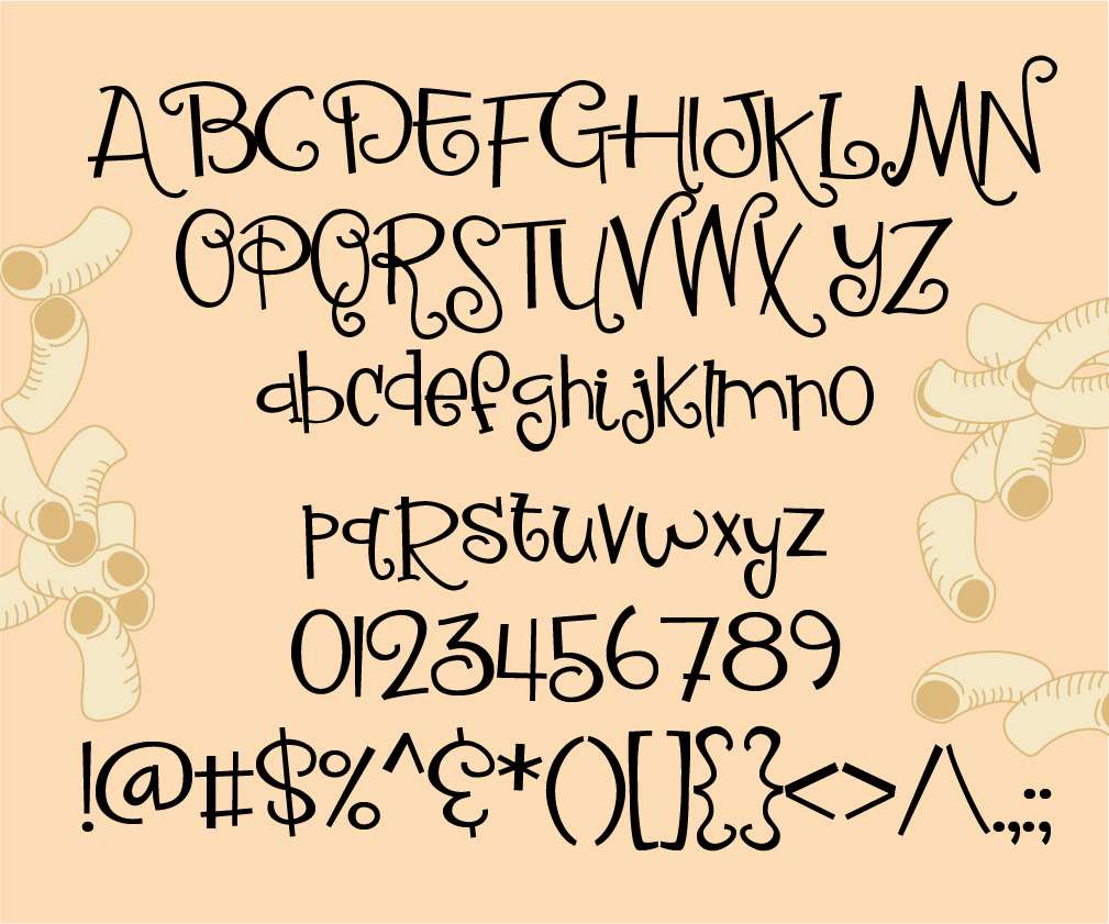 Macaroni Salad Font PNG with transparent background - Preview 1