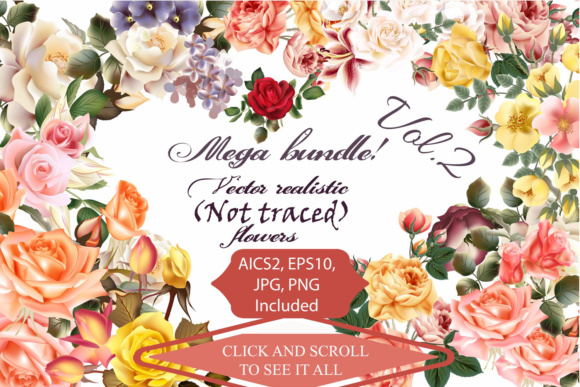 Mega Roses and Florals Pack Graphic Decorative Elements By fleurartmariia