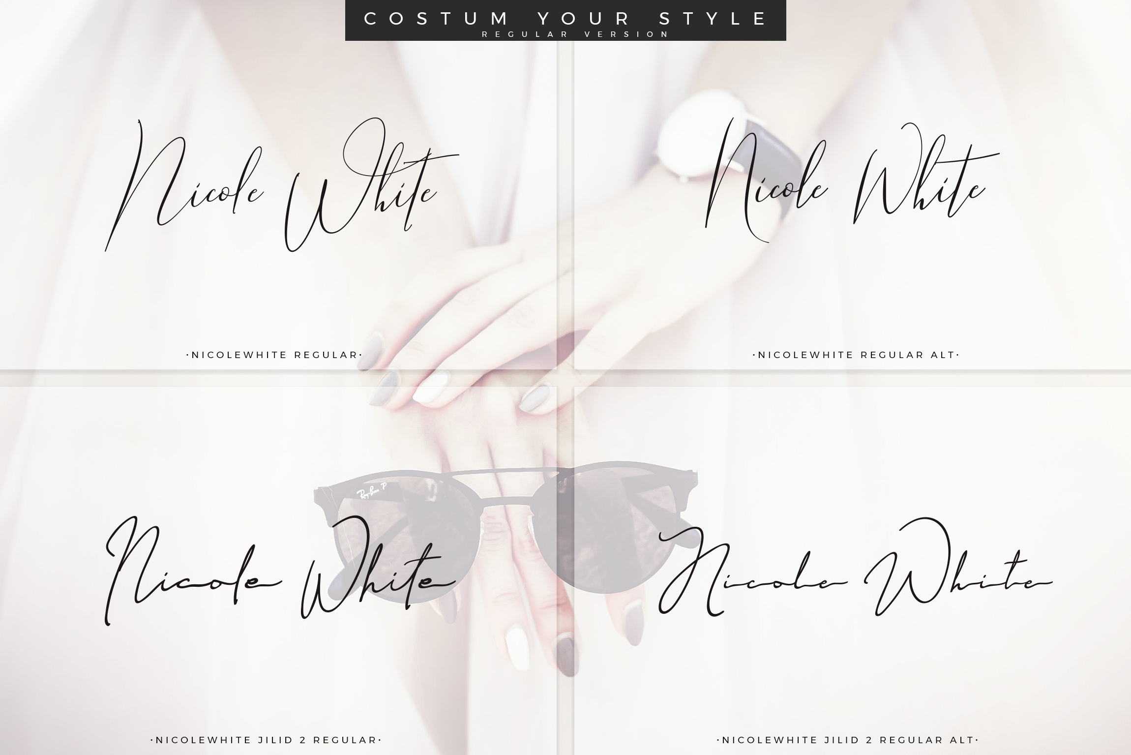 Nicole White Font PNG with transparent background - Preview 1