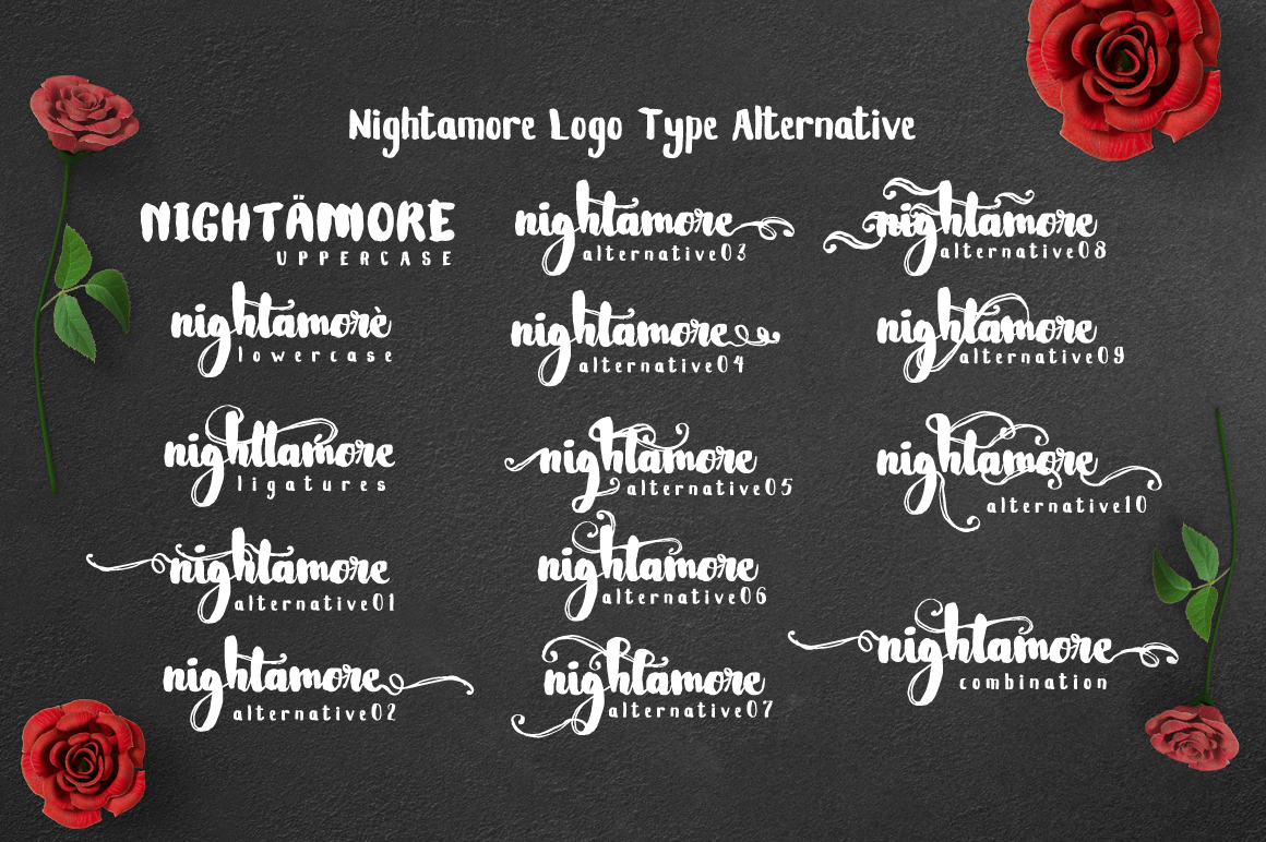 Nightamore Font PNG with transparent background - Preview 1