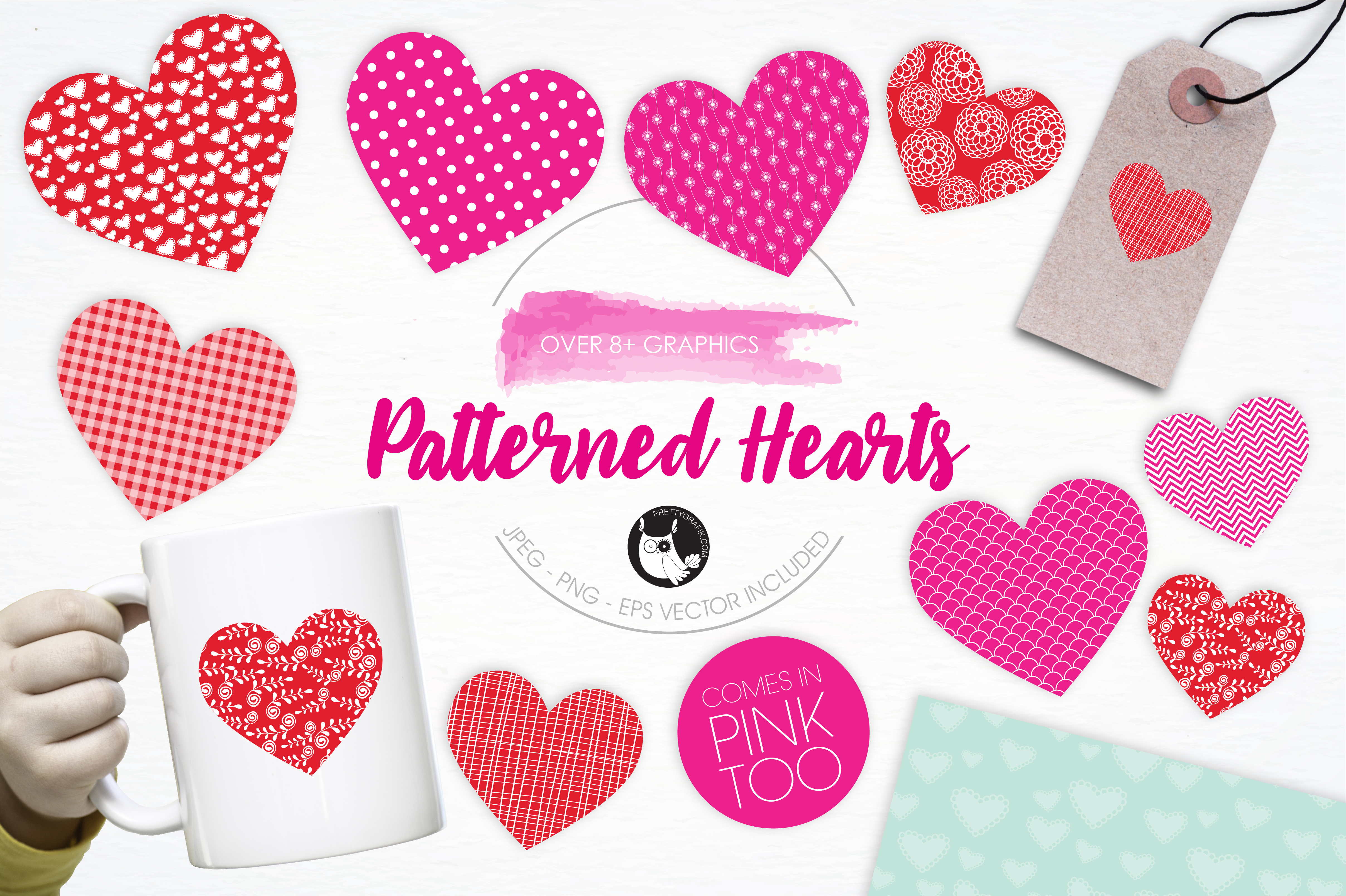 Patterned Heartd Patterned Hearts Graphic by Prettygrafik · Creative Fabrica