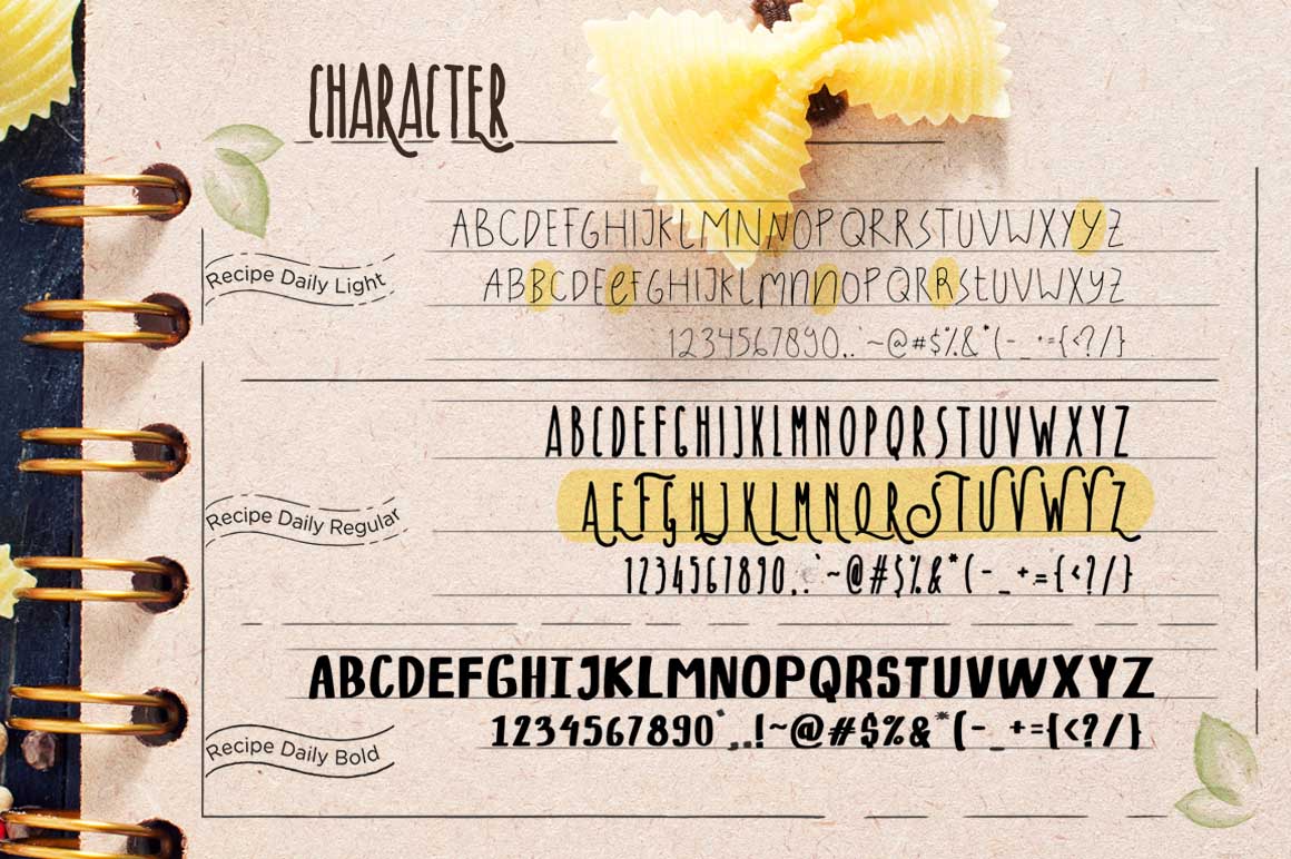 Recipe Daily Font PNG with transparent background - Preview 1