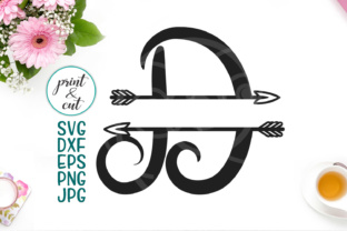 Monogram Letter D Split Font With Arrows Individual
