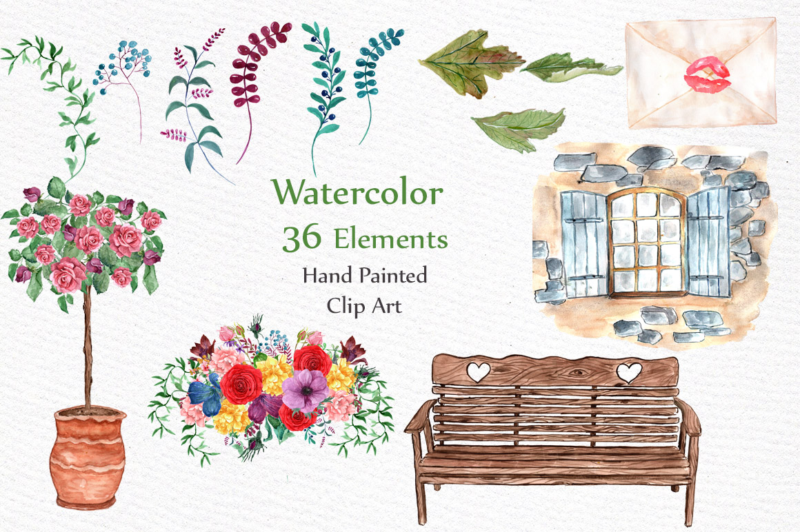 Watercolor Wedding Clipart - photo 3