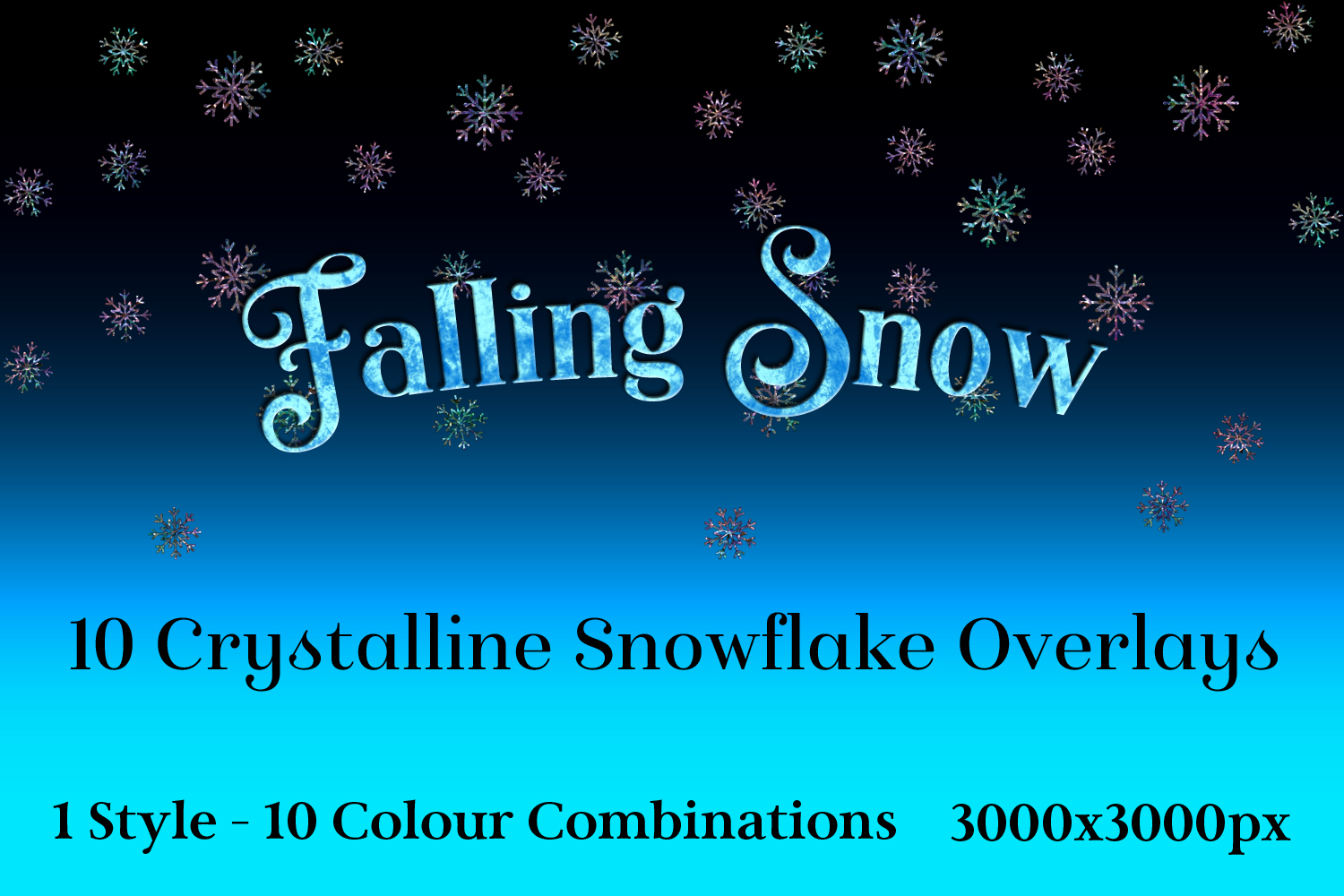 Falling Snow - 10 Crystalline Snowflake Overlays
