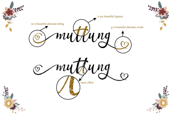 Muttung Script Font PNG with transparent background - Preview 1