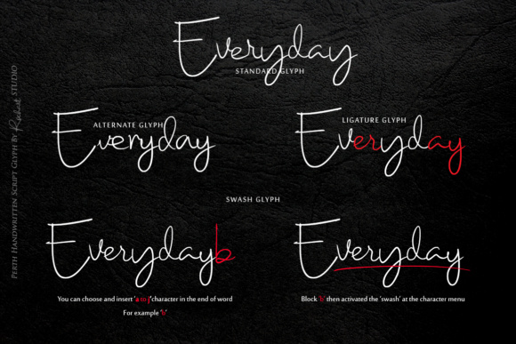 Perth Script Font PNG with transparent background - Preview 2