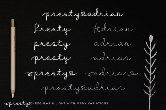 Presty Font PNG with transparent background - Preview 1