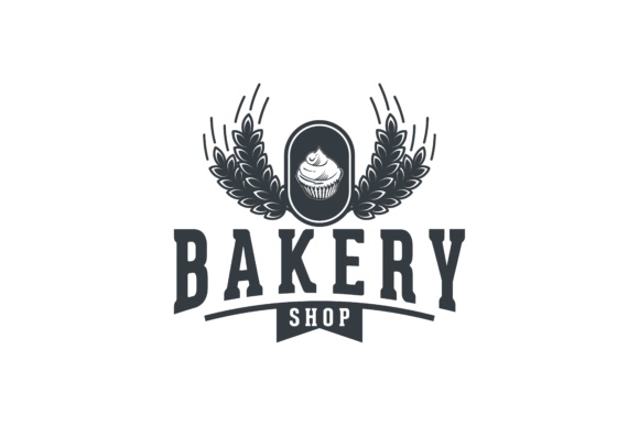 Cupcake and Wheat Vintage Bakery Shop Logo