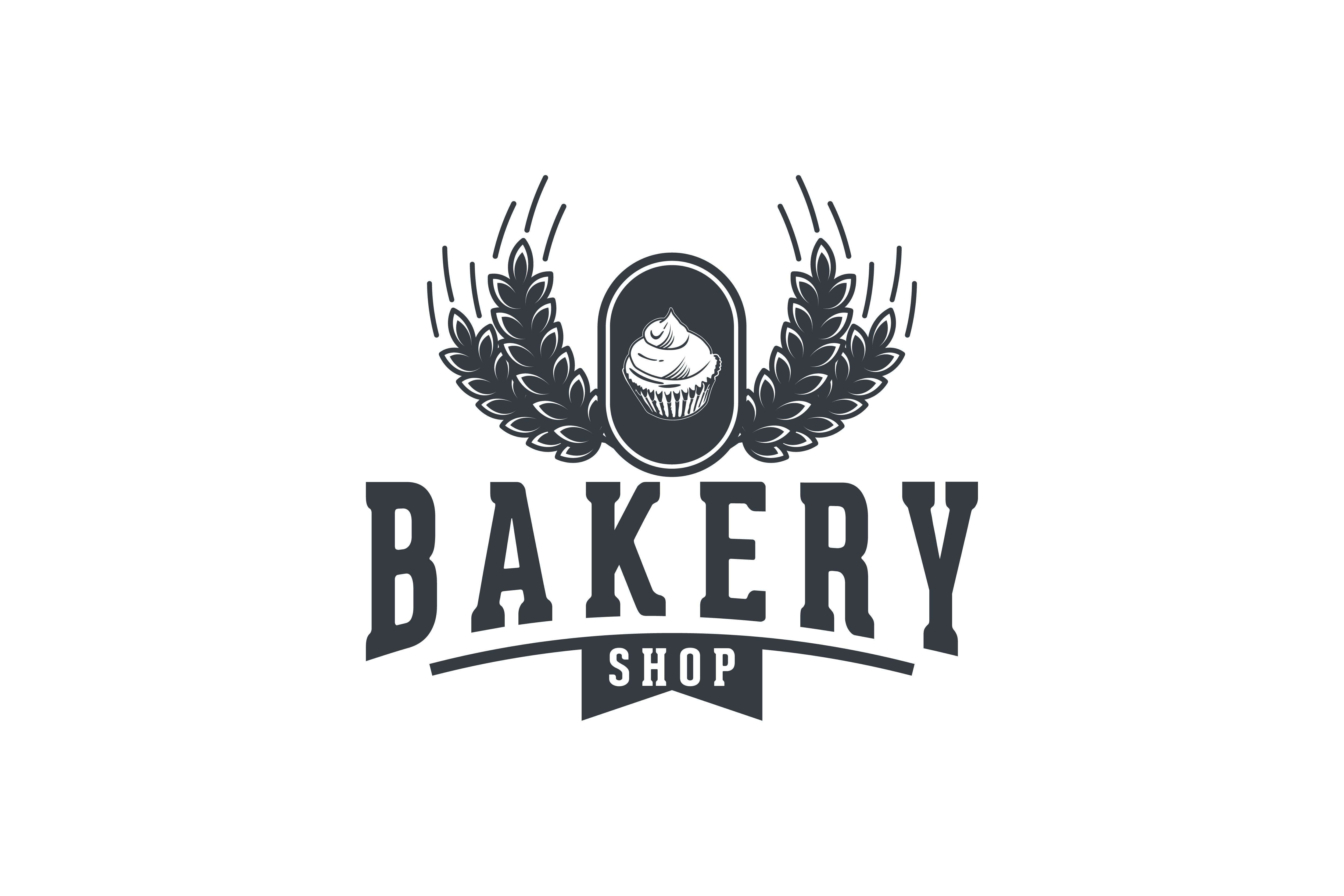 Cupcake and Wheat Vintage Bakery Shop Logo