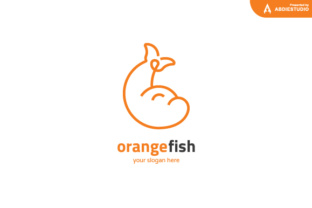 Orange Dolphin Fish Outline Logo By Abdie