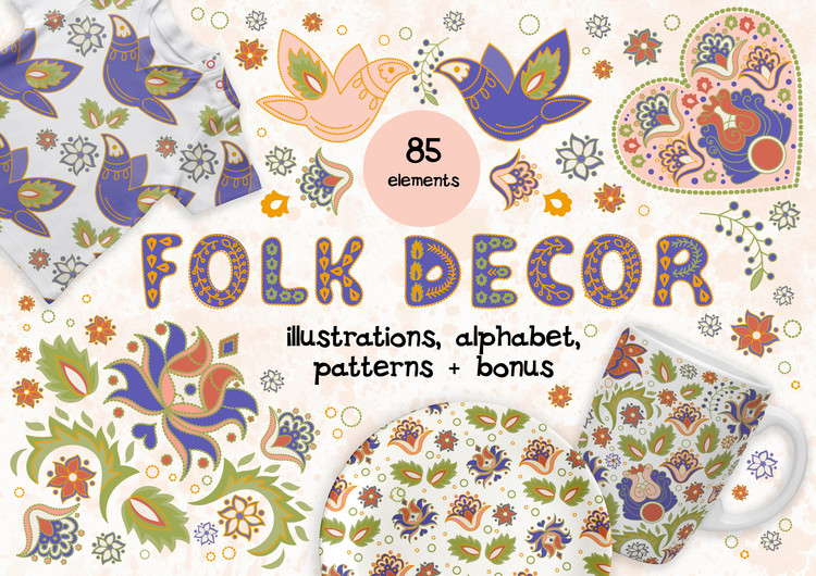 Folk Decor Vector Illustration Alphabet Graphic by FARAWAYKINGDOM ...
