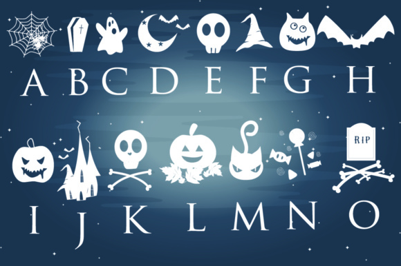Halloween Dingbats Font PNG with transparent background - Preview 1