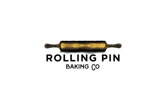 Hand Drawn Rolling Pin, Vintage Bakery Logo