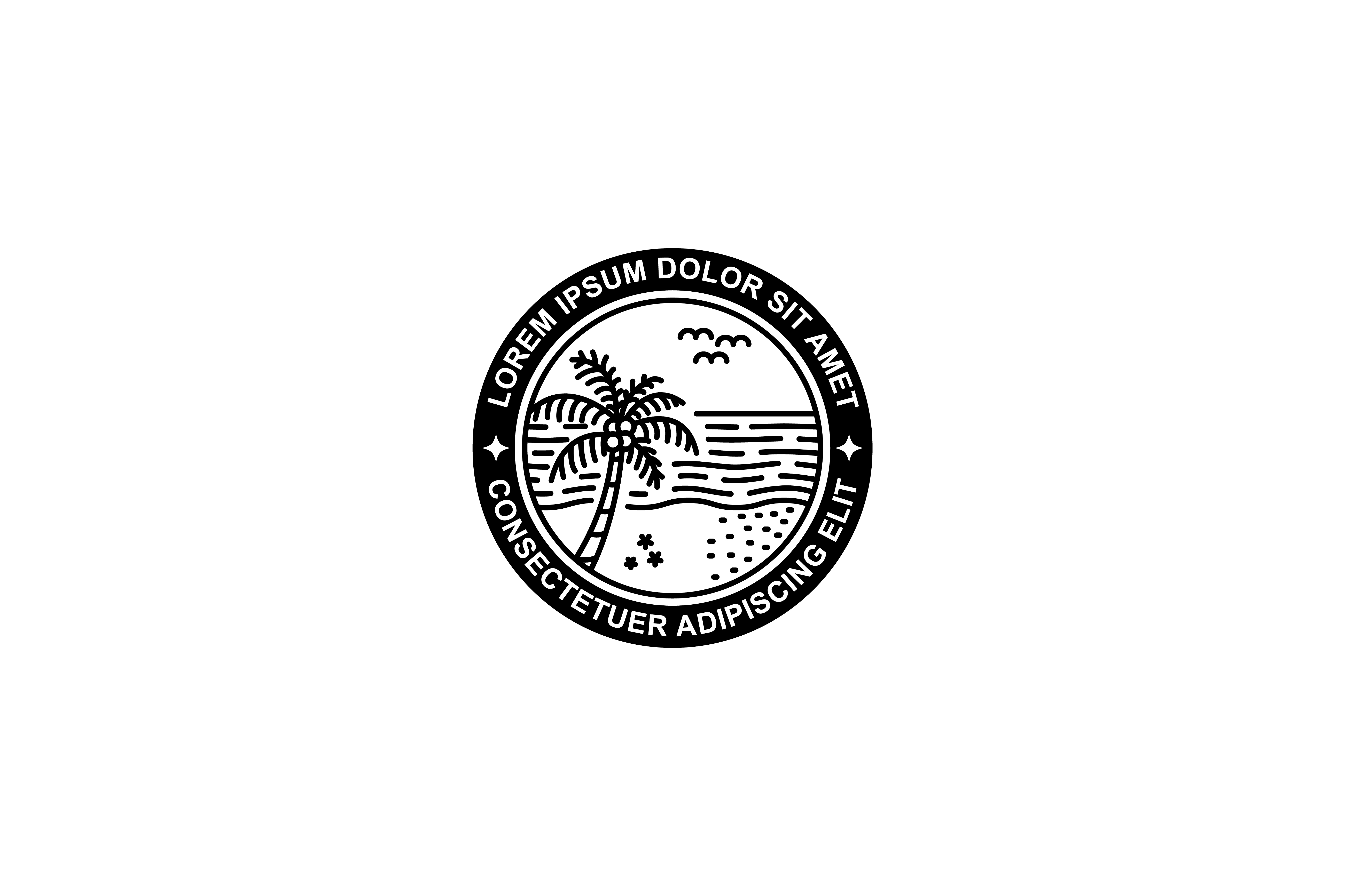 Tropical Island Line Art Design