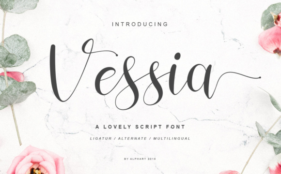 Vessia Script Font - Cute Lettering Fonts