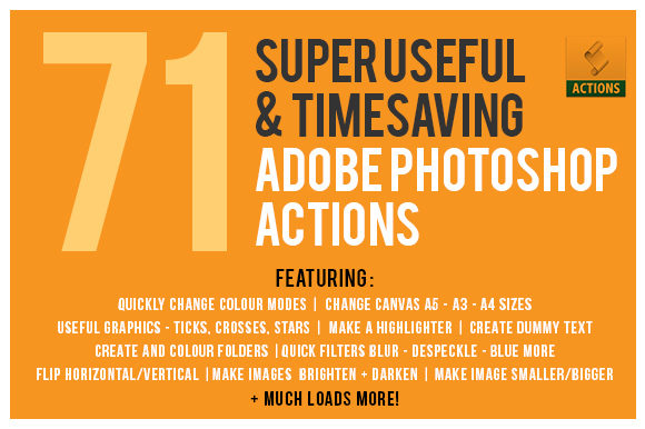 71 Super Useful & Time Saving Adobe Photoshop Actions Grafika Działania i Ustawienia Wstępne Przez GraphicsBam Fonts