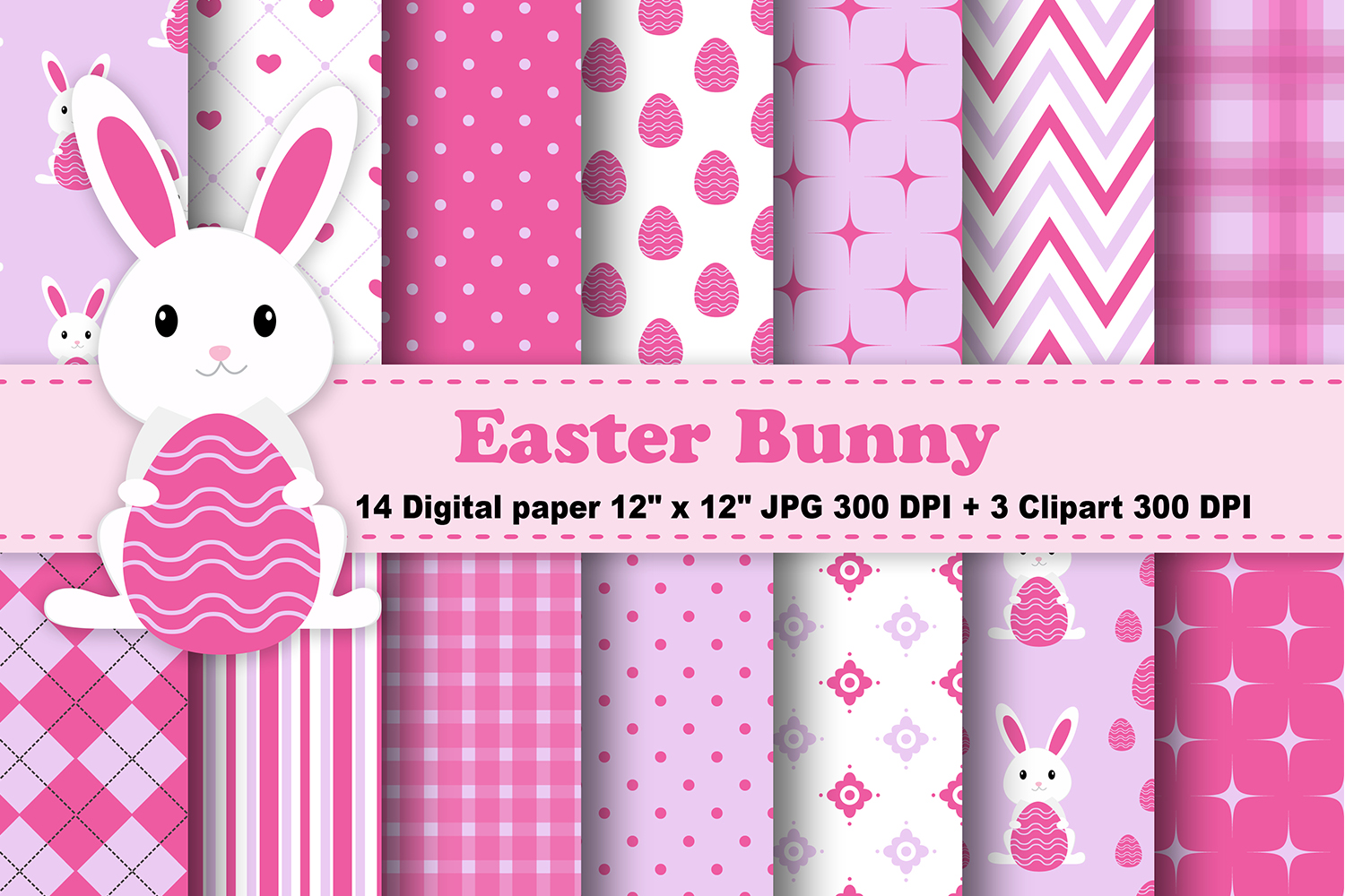 Easter Bunny Digital Paper Graphic by CosmosFineArt · Creative Fabrica
