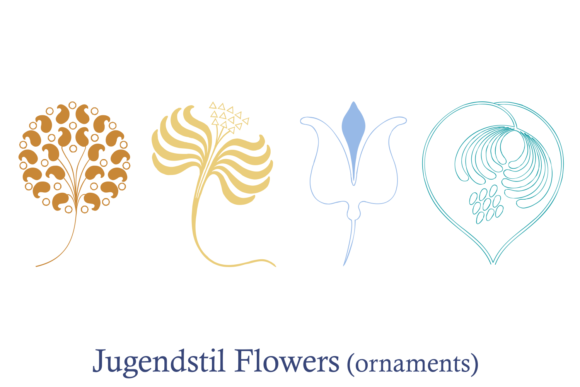 Jugendstil Flowers Font PNG with transparent background - Preview 1